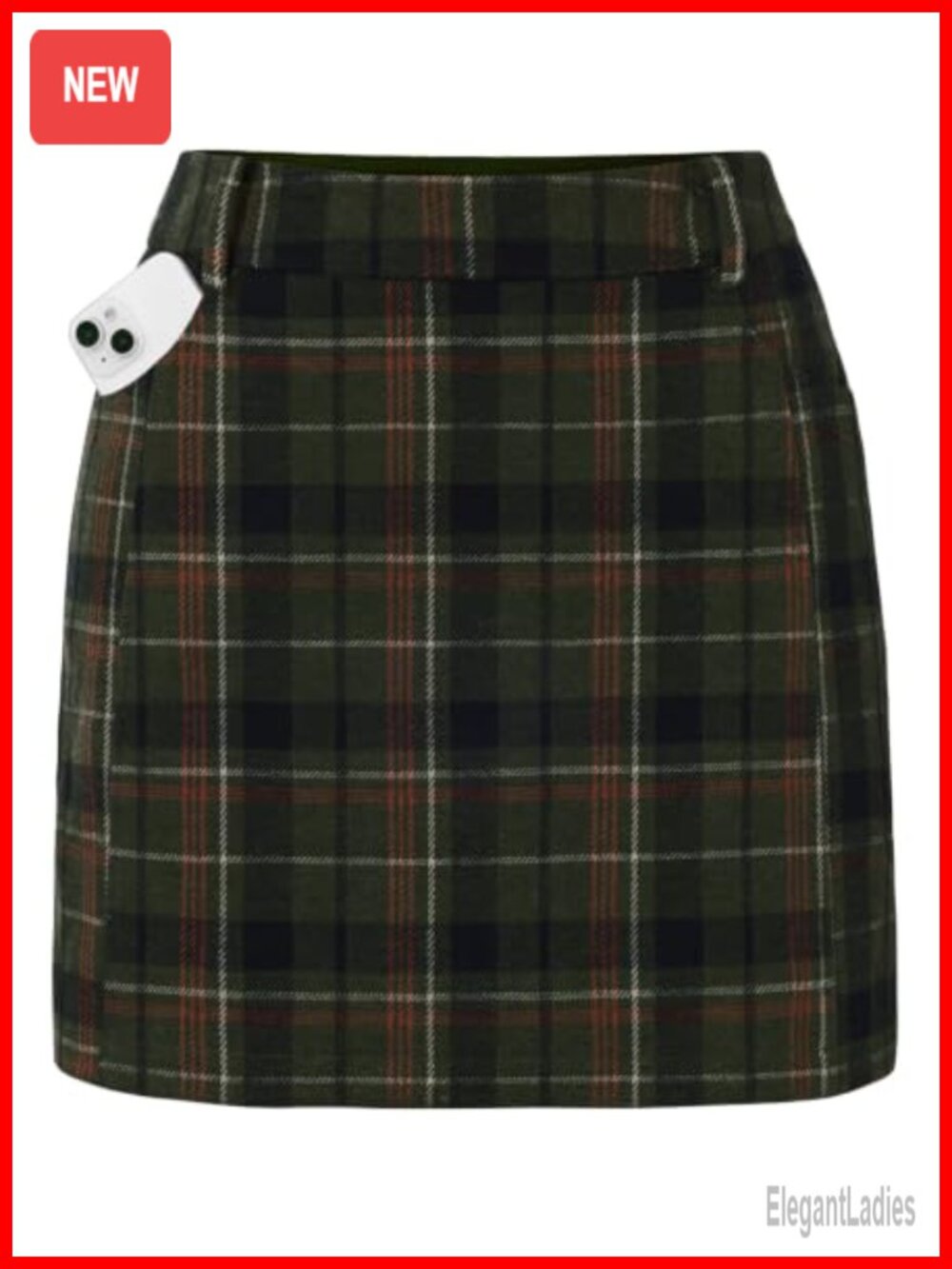 Plaid Mini Skort with Pockets High Waist Pencil Shorts Underneath